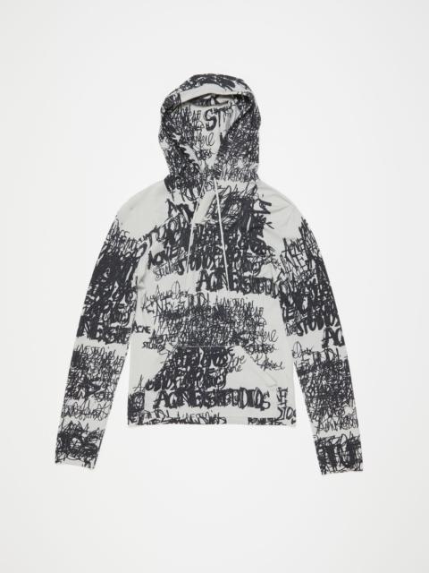 Hooded printed top - Light grey/black
