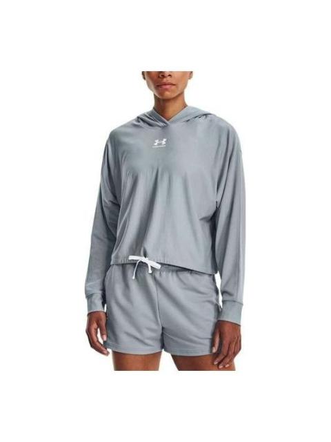 (WMNS) Under Armour Rival Terry Oversized Hoodie 'Blue Grey' 1376992-465
