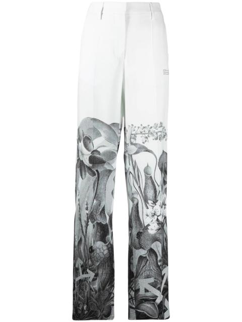 Botanical print straight-leg trousers
