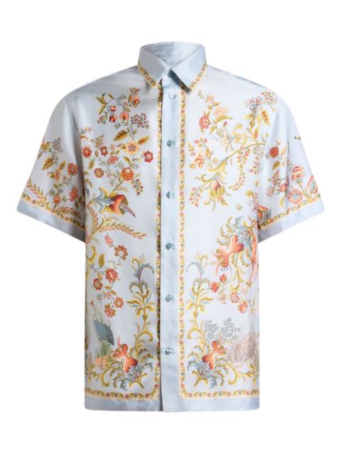 flora fauna-print silk shirt