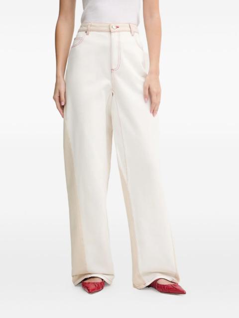 stitch-detail cotton jeans