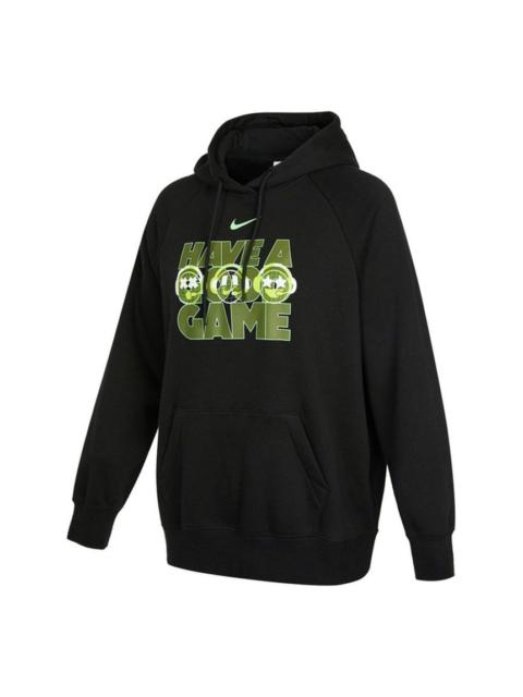 (WMNS) Nike NSW Graphic Hoodie 'Black Green' DO7197-010