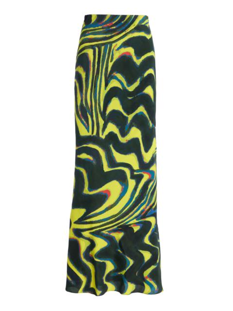 Printed Jersey Maxi Skirt green