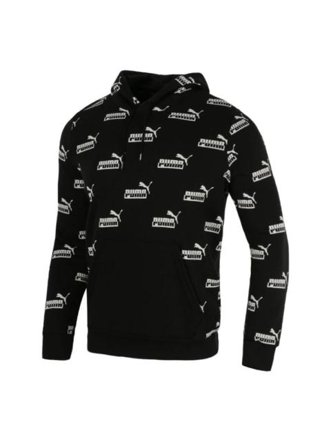 PUMA Logo Printed Casual Sports Hooded Sweater Men's Black 588803-01