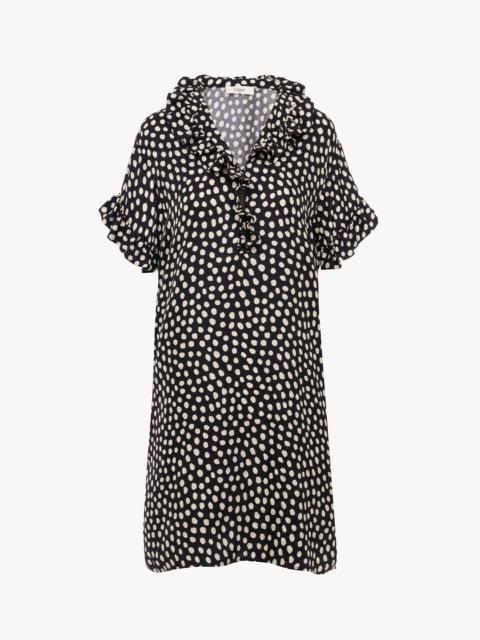 SHORT-SLEEVE MINI DRESS IN SILK JACQUARD