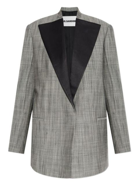 satin-lapel checked jacket