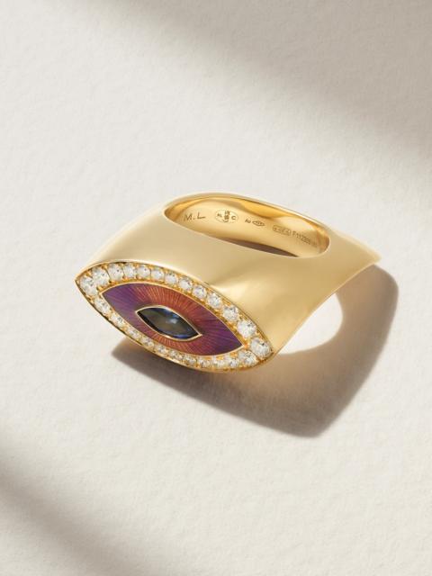 Evil Eye 18-karat Gold, Diamond And Sapphire Ring