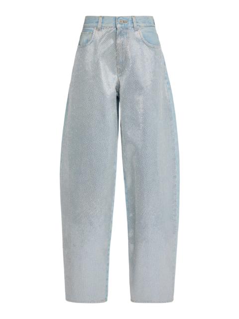 Bibi Stapled Rigid High-Rise Barrel-Leg Jeans blue