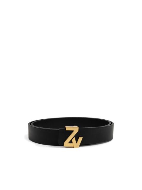 logo-buckle leather belt