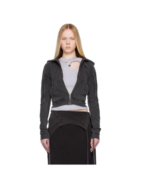 Black Fitted Zip Hoodie