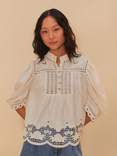 Off-White Romantic Richelieu Lenzing™ Ecovero™ Euroflax™ Blouse