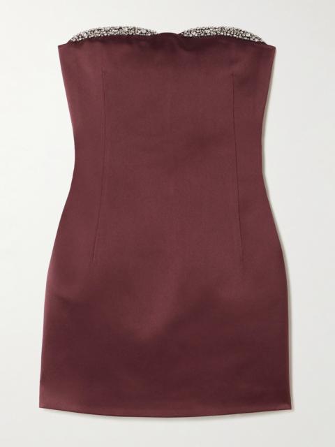 Noélie Strapless Crystal-embellished Satin Mini Dress