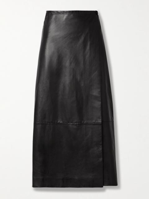 Quinn Wrap-effect Leather Maxi Skirt