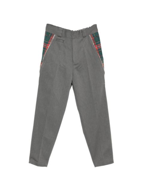 tartan-panel trousers