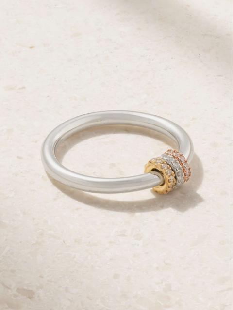 Sirius sterling silver and 18-karat yellow and rose gold diamond ring Silver