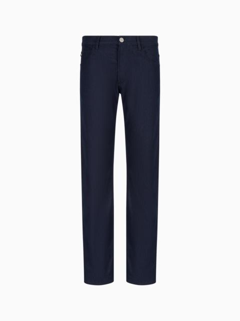 Regular-fit, five-pocket trousers in stretch cotton