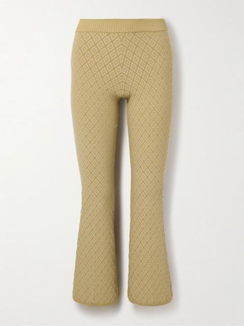 Kick It cropped cotton-blend jacquard flared pants Beige