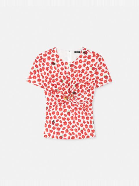 Strawberry Garden Safety Pin Gathered Top