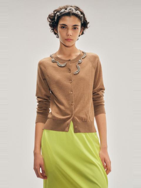 Embellished Classic Merino Silk Cardigan