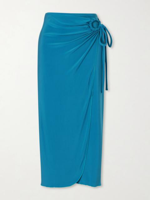 Gathered Jersey Wrap-effect Maxi Skirt