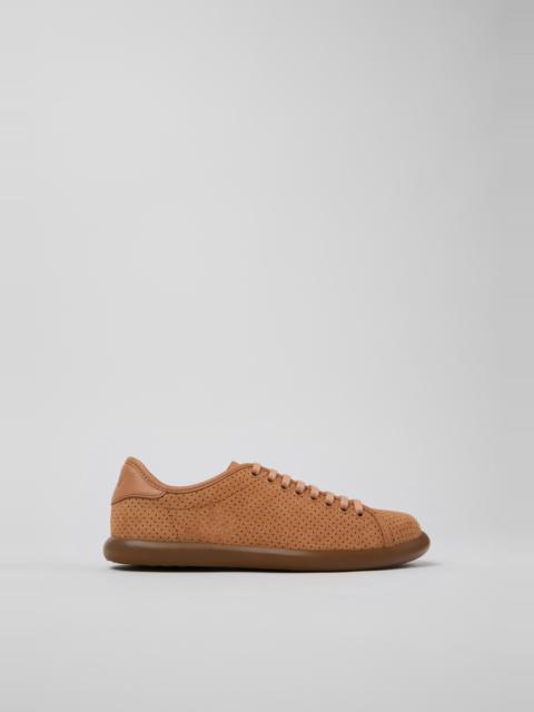 Nude Nubuck and Leather Sneakers for Women.
