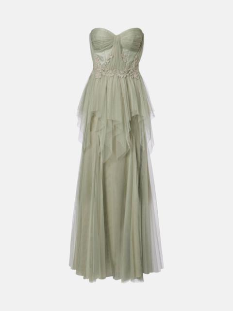 Embellished tulle corset gown