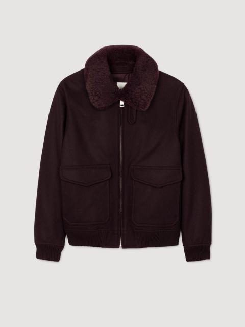 WOOL AVIATOR JACKET WITH SHEARLING