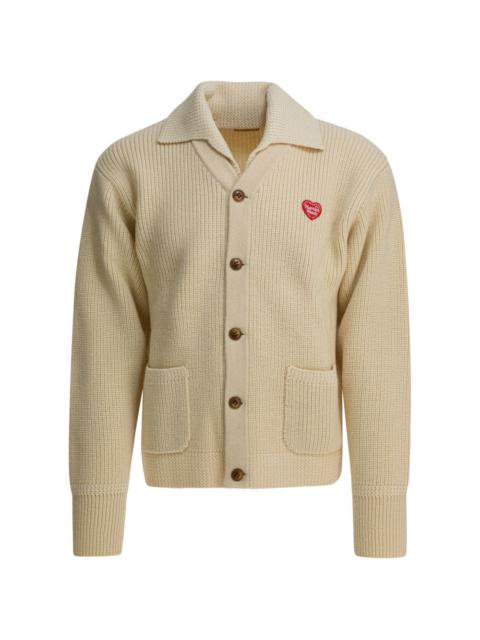 heart-patch button-up cardigan