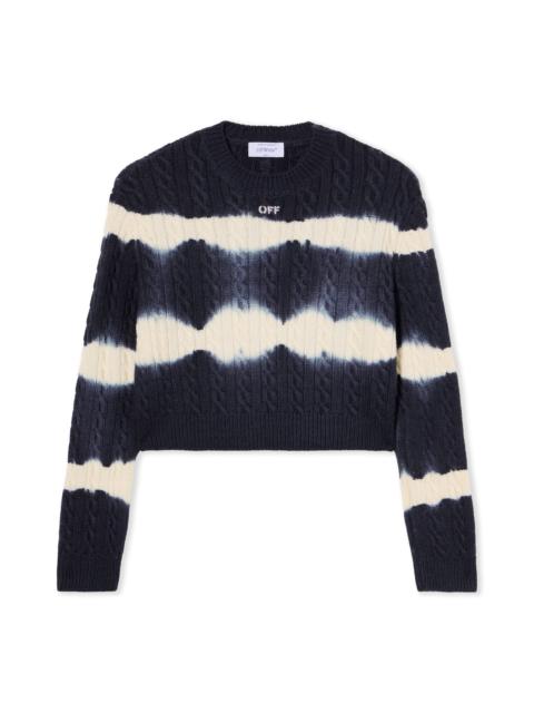 Tiedye Cable Crop Crewneck Sweater