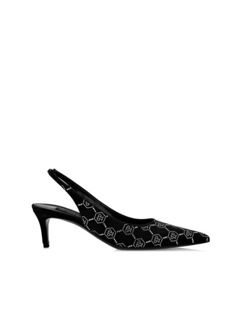 50mm monogram-pattern slingback pumps