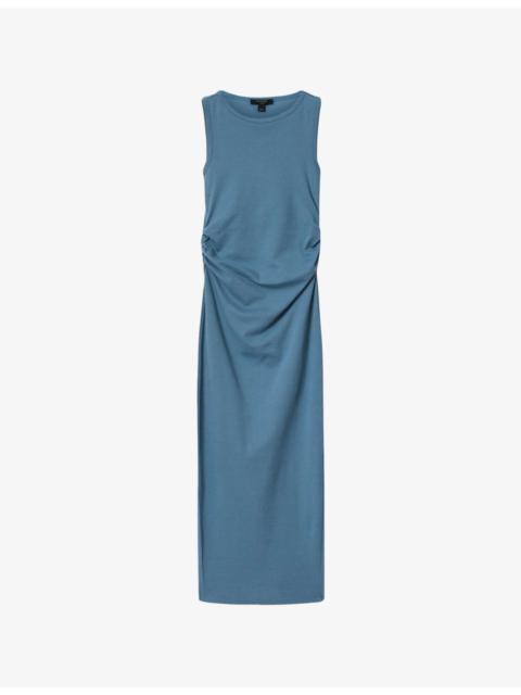 Katarina side-ruched slim-fit cotton maxi dress