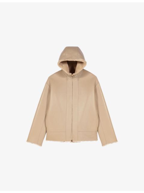 Reversible Hooded Shearling-Effect Coat