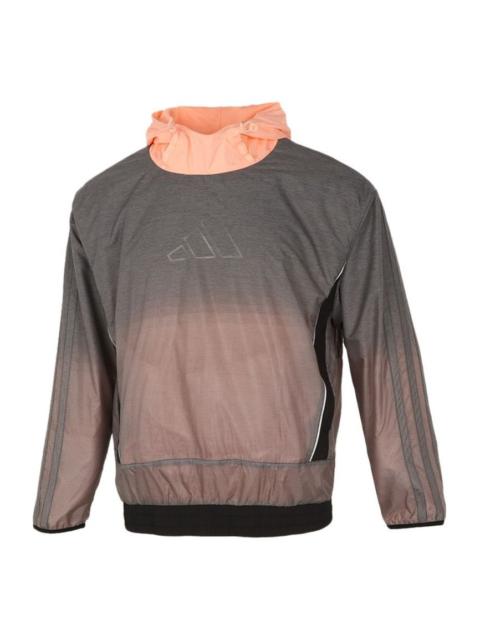 adidas Basketball Sports Contrasting Colors hooded Logo Jacket Gray GK8415