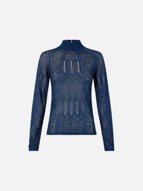 PANELLED POINTELLE KNIT TOP