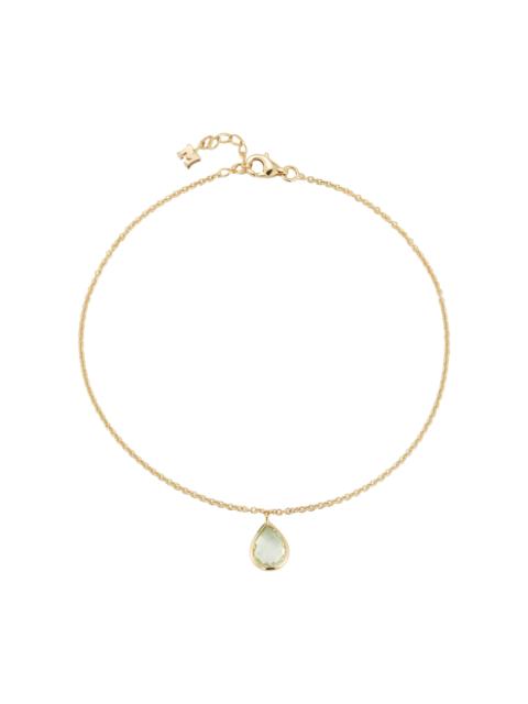 14K Yellow Gold Amethyst Anklet green