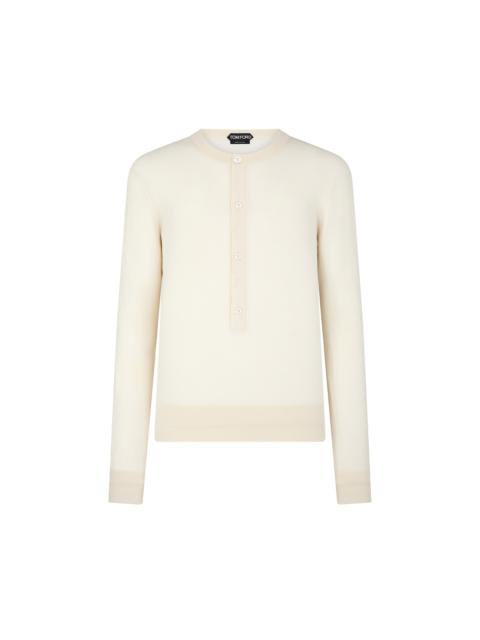 SILK VISCOSE RIB HENLEY