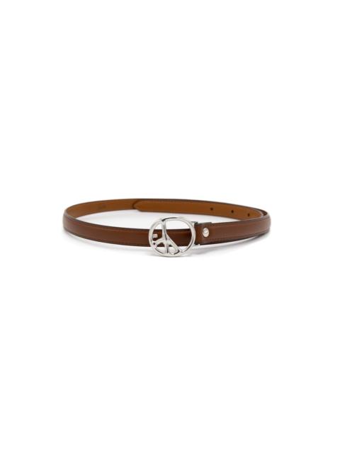 Peace Buckle Narrow Belt Steer Leather - Brown