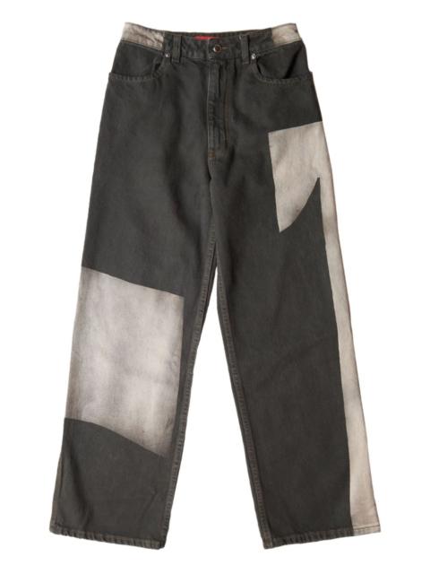 patchwork wide-leg jeans