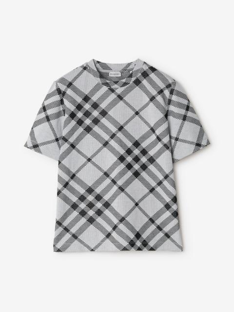 Check Stretch Cotton Blend T-shirt