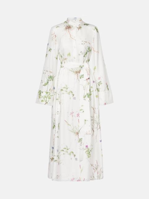 Floral printed silk midi dress