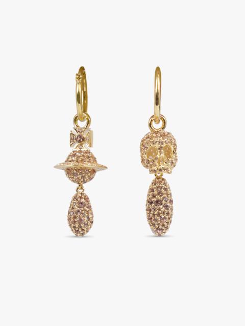 CIRCE SKELETON X ORB DROP EARRINGS | GOLD