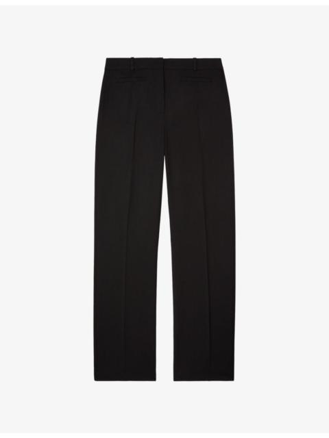 Wide-Leg Mid-Rise Wool Trousers