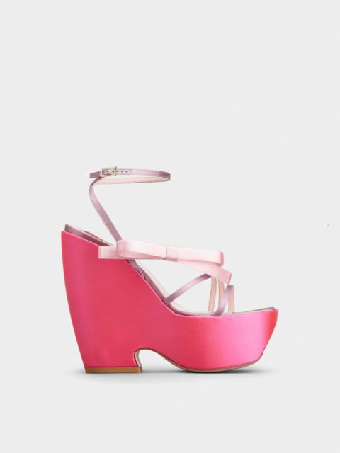 Choc Bow Wedge Sandals in Satin