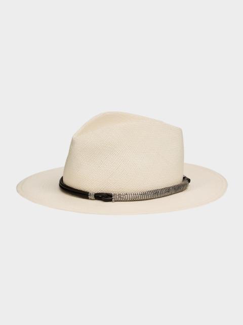 Straw Fedora with Precious Leather Band