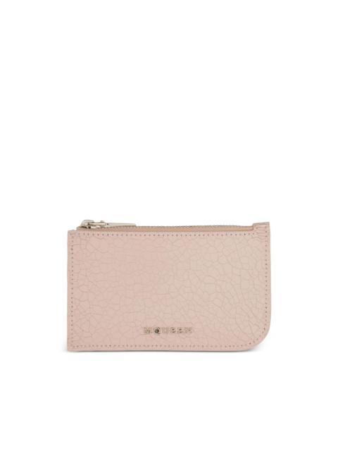 cracked-leather zip-around wallet