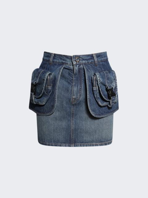 Pocket Basque Denim Mini Skirt Blue Vintage