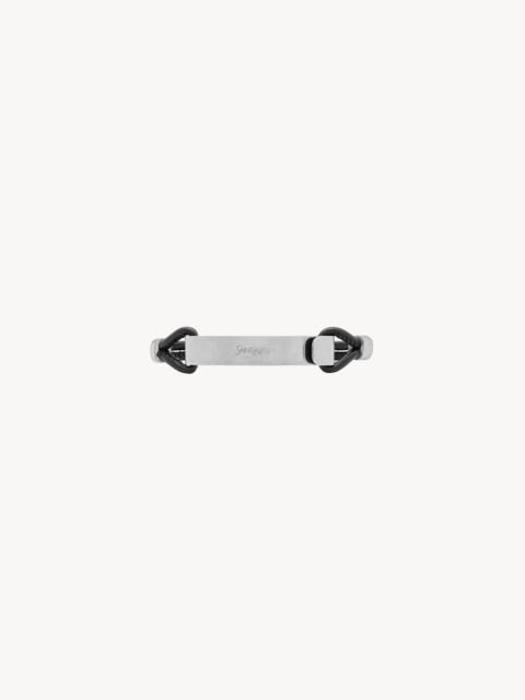 SAINT LAURENT ID BRACELET IN LEATHER AND METAL