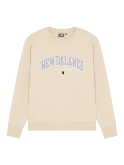 New Balance Logo Printing Round Neck Pullover Couple Style Creamy White 5CC17083-BEI