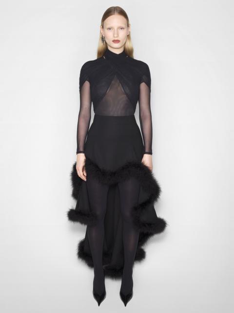 black marabou waterfall skirt