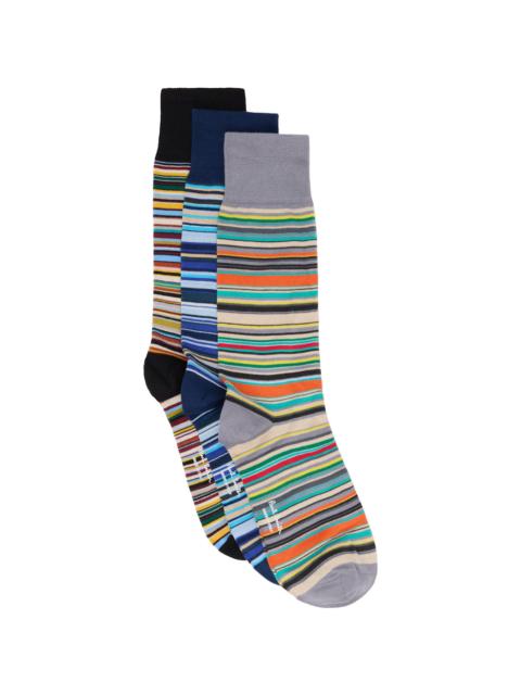 Three-Pack Multicolor 'Signature Stripe' Socks